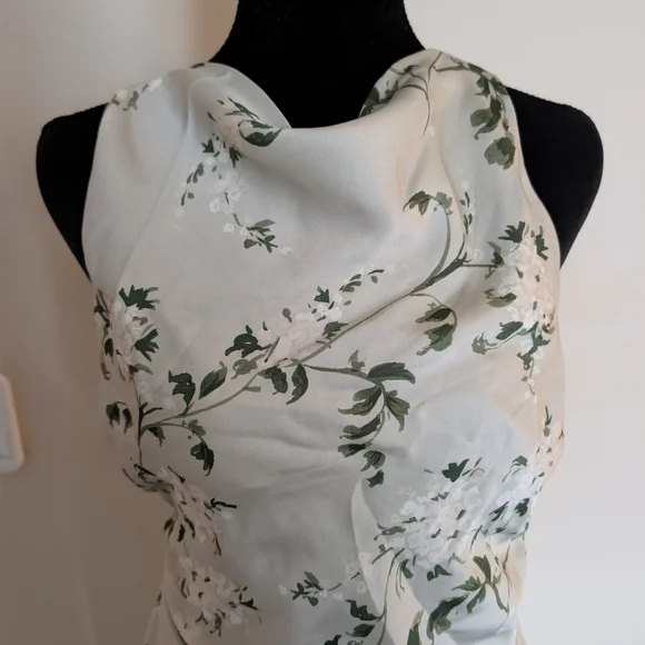 NWT Quince Washable Stretch Silk High Neck Midi Dress Jasmine Vines Medium - Picture 2 of 10